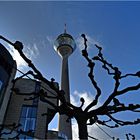 Blick zum Rheinturm Düsseldorf am Landtag