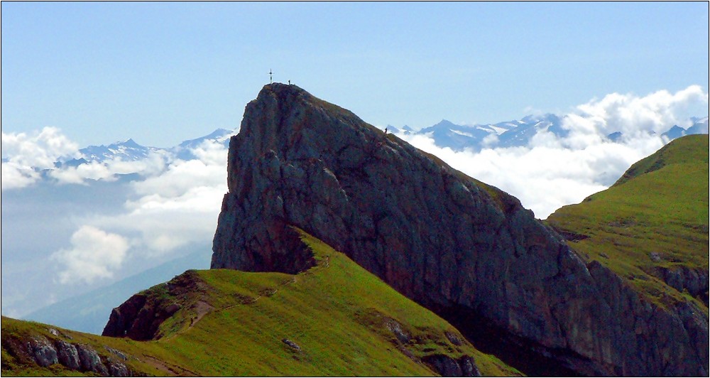 Blick zum Sagzahn (Rofan), unser nächster Gipfel