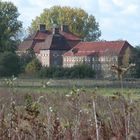Blick zum Schloss Heessen aus den Lippewiesen
