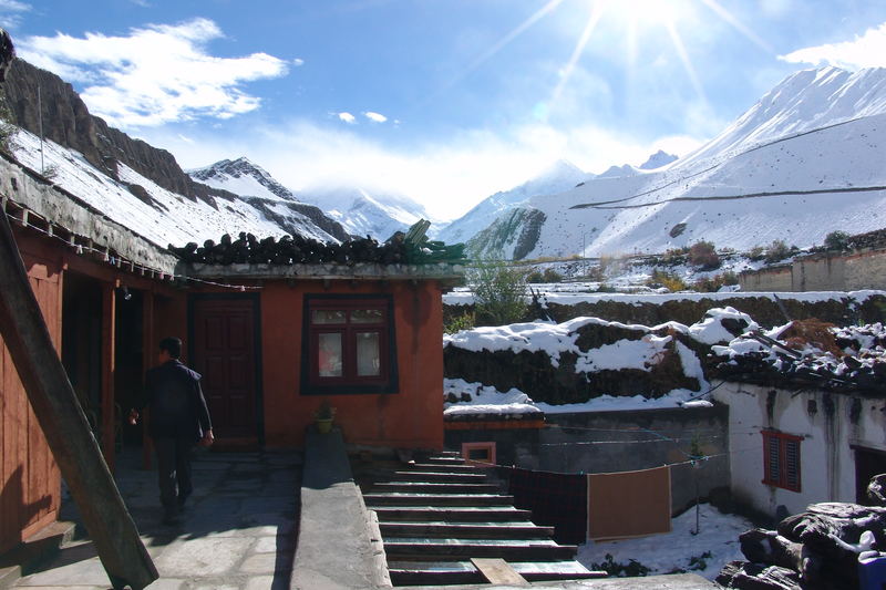 Blick zum Thorong La Pass im Annapurna Gebiet, Kacbeni - Mustang, Nepal