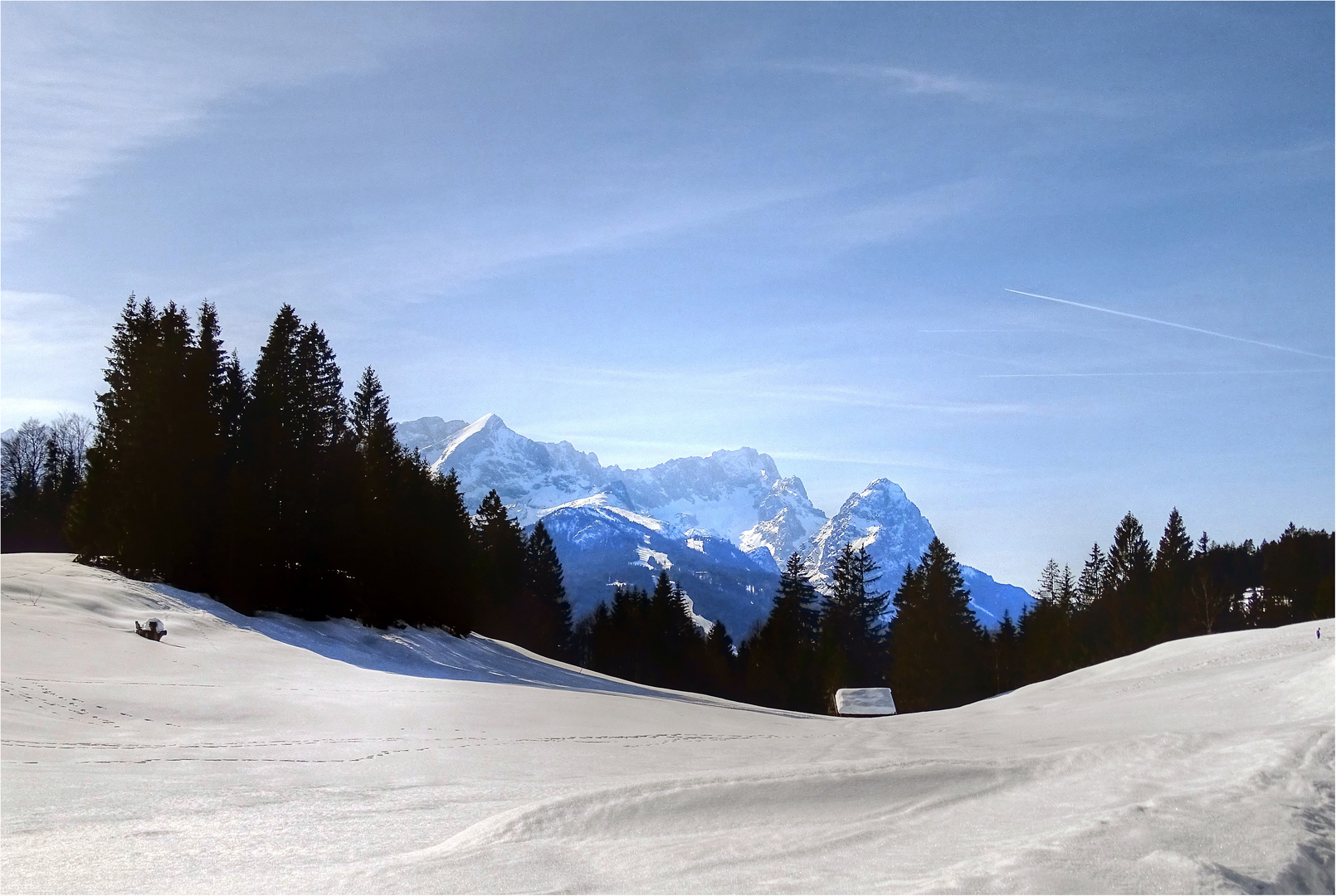 Blick zum Wettersteingebirge