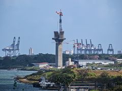 Blick zur Baustelle der Puente Atlántico...