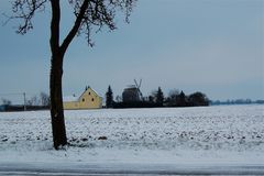 Blick zur Bockwindmühle in Schmannewitz