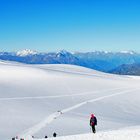 Blick zur Gobba die Rollin und zum Monarchen  ( Mont Blanc) in der Ferne