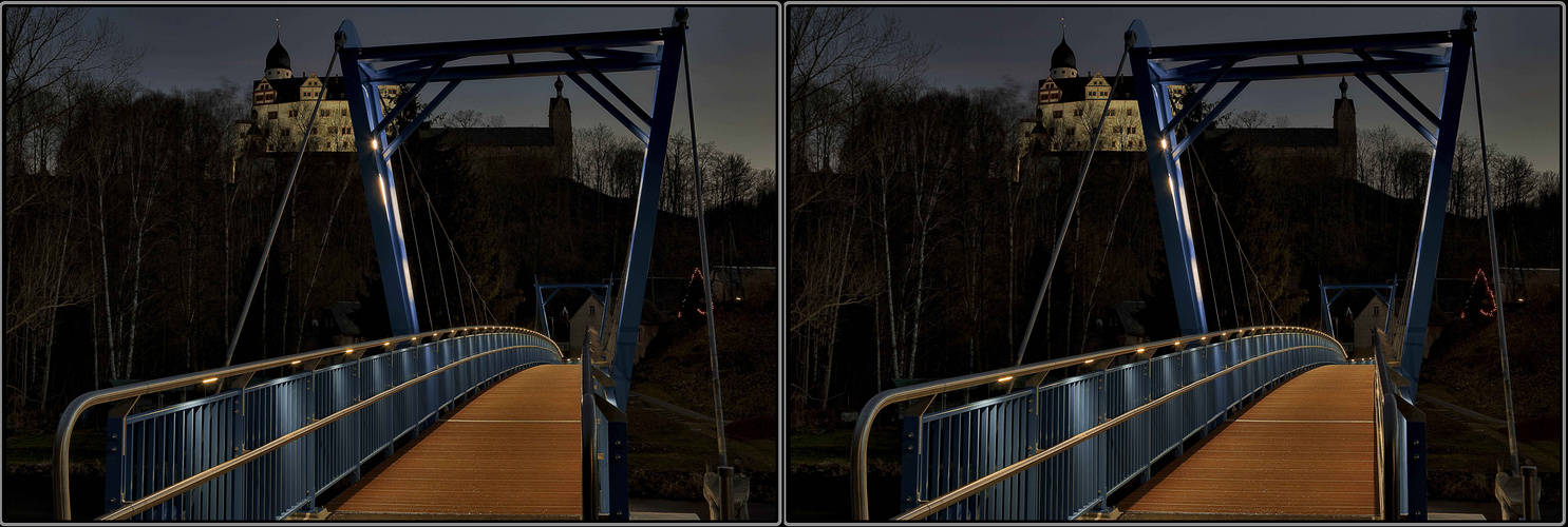 Blick zur Rochsburg mit neuer Schaukelbrücke ( HDRI )