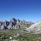 Blick zurück vom Paternsattel in den Dolomiten