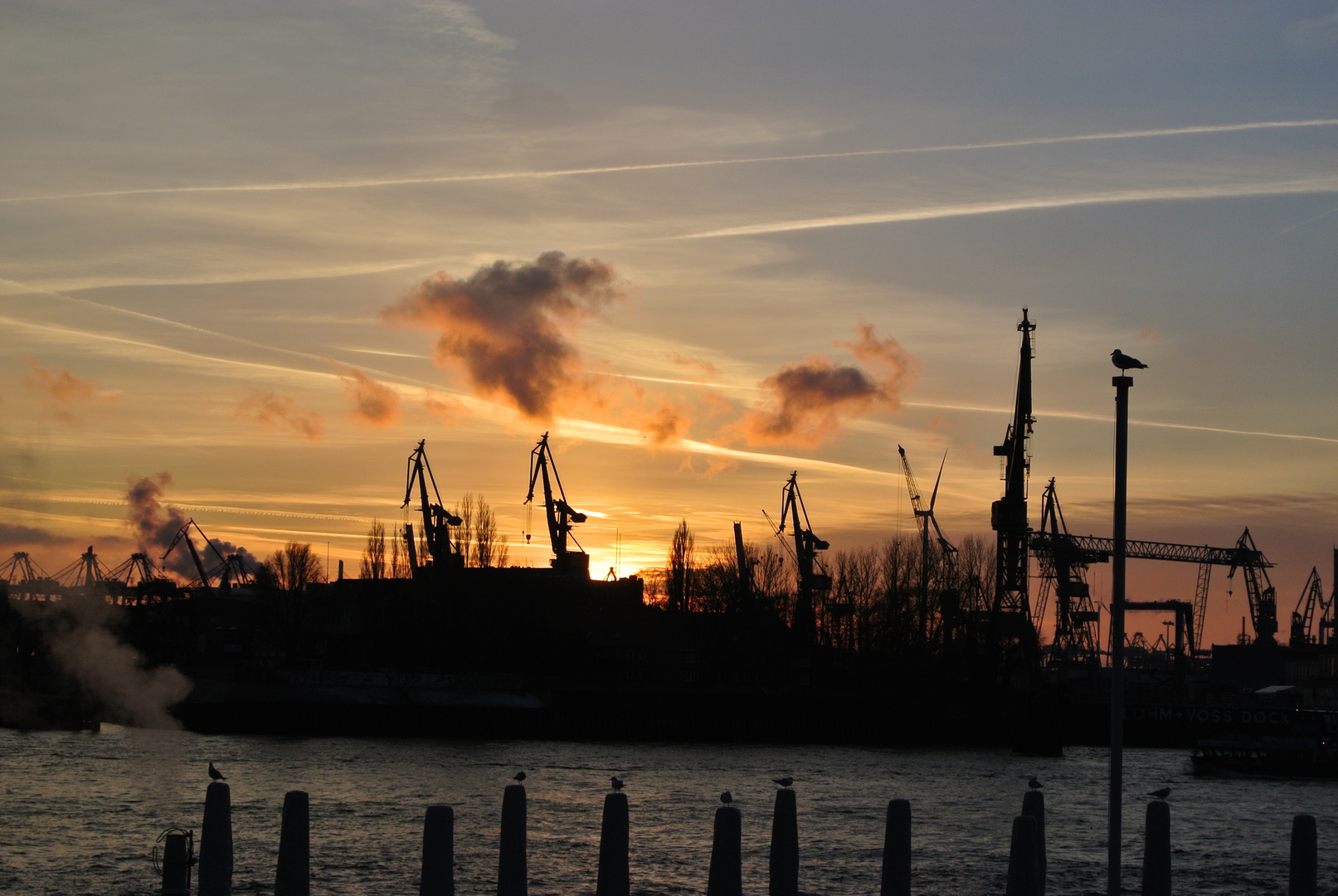 Blohm & Voss Werft in der Abendsonne