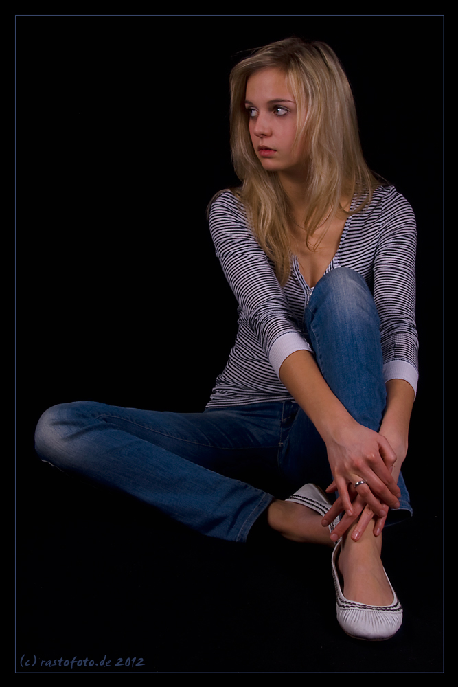 blonde girl in jeans