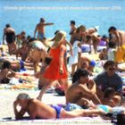 blonde girl with orange dress at neum beach summer 1996