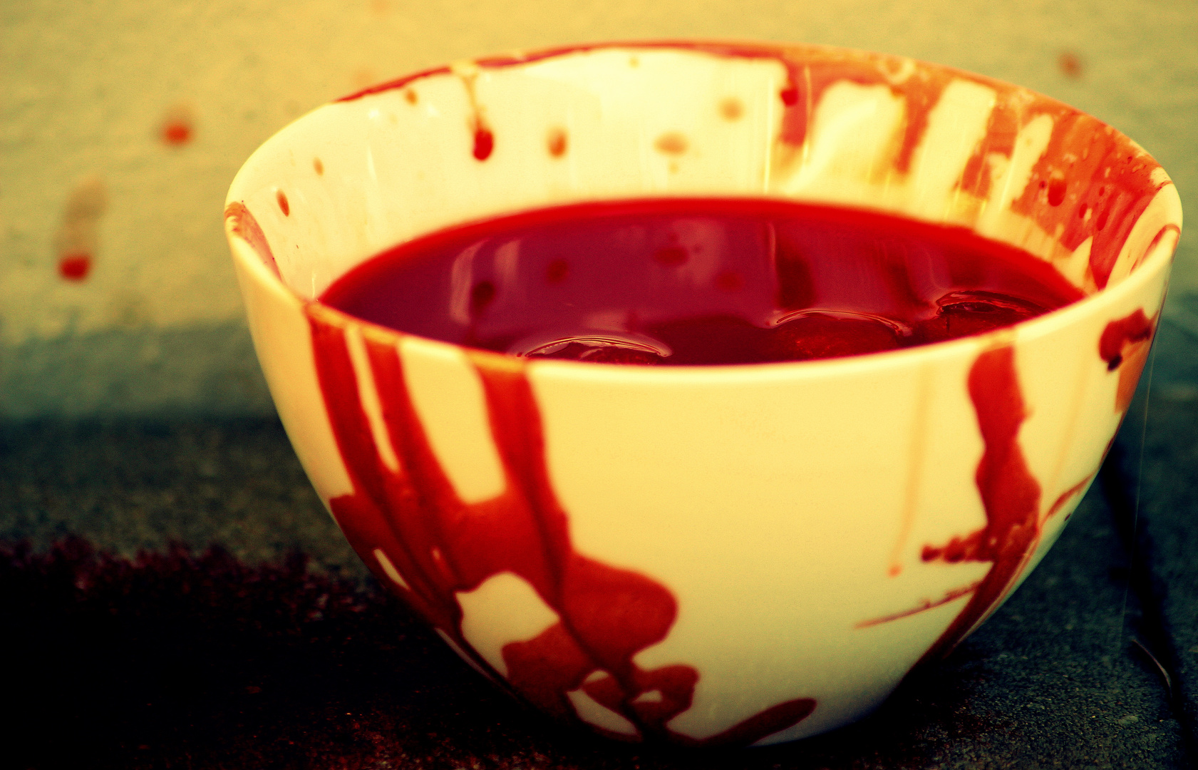 Blood with pieces in a bowl