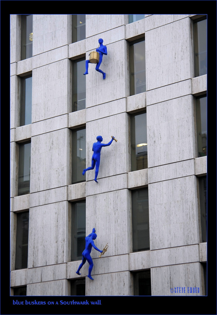 Blue Buskers on a Southwark Wall