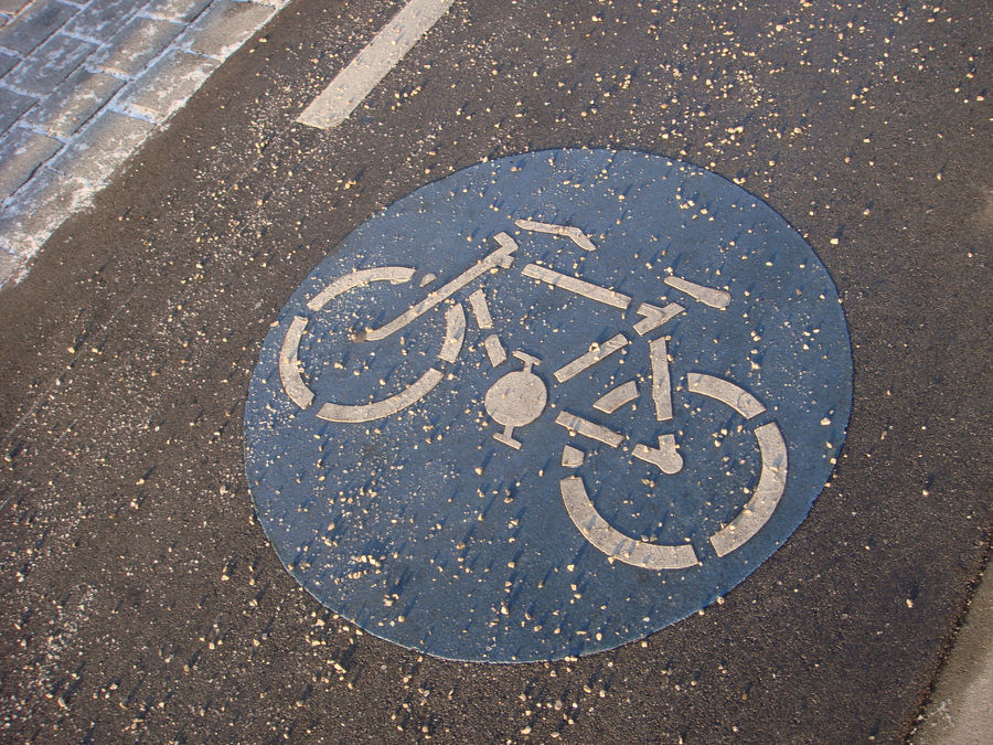 blue bycicle on the sunset