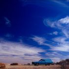 Blue Car in Outback