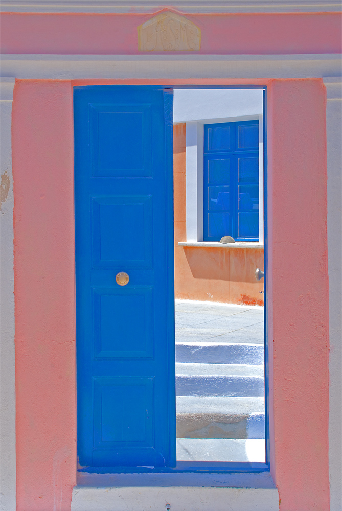 blue coloured door and window