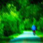 Blue cyclist