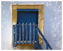 blue door - white wall