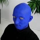 blue face man...