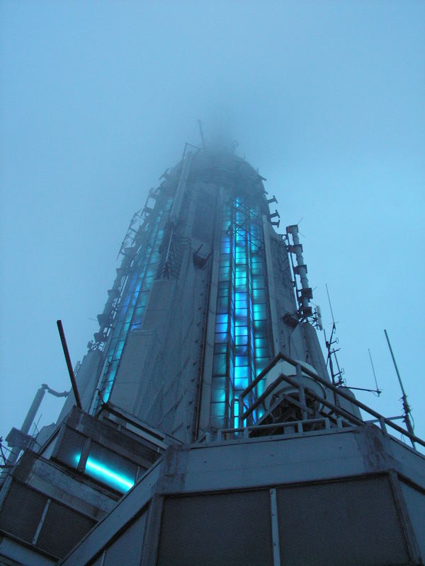 Blue fog, surrounds the Empire State building