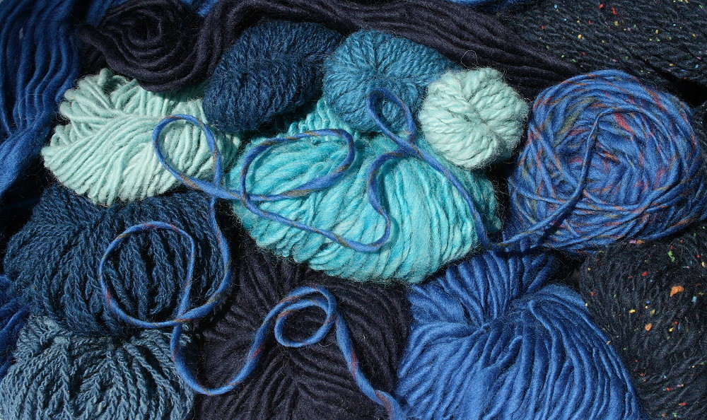 blue hand spun yarns