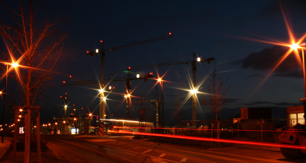 Blue hour at the construction site