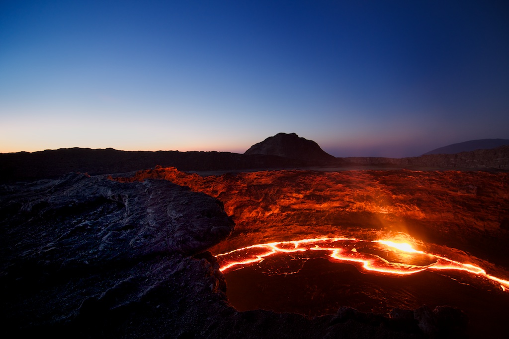 blue hour at volcano Erta Ale