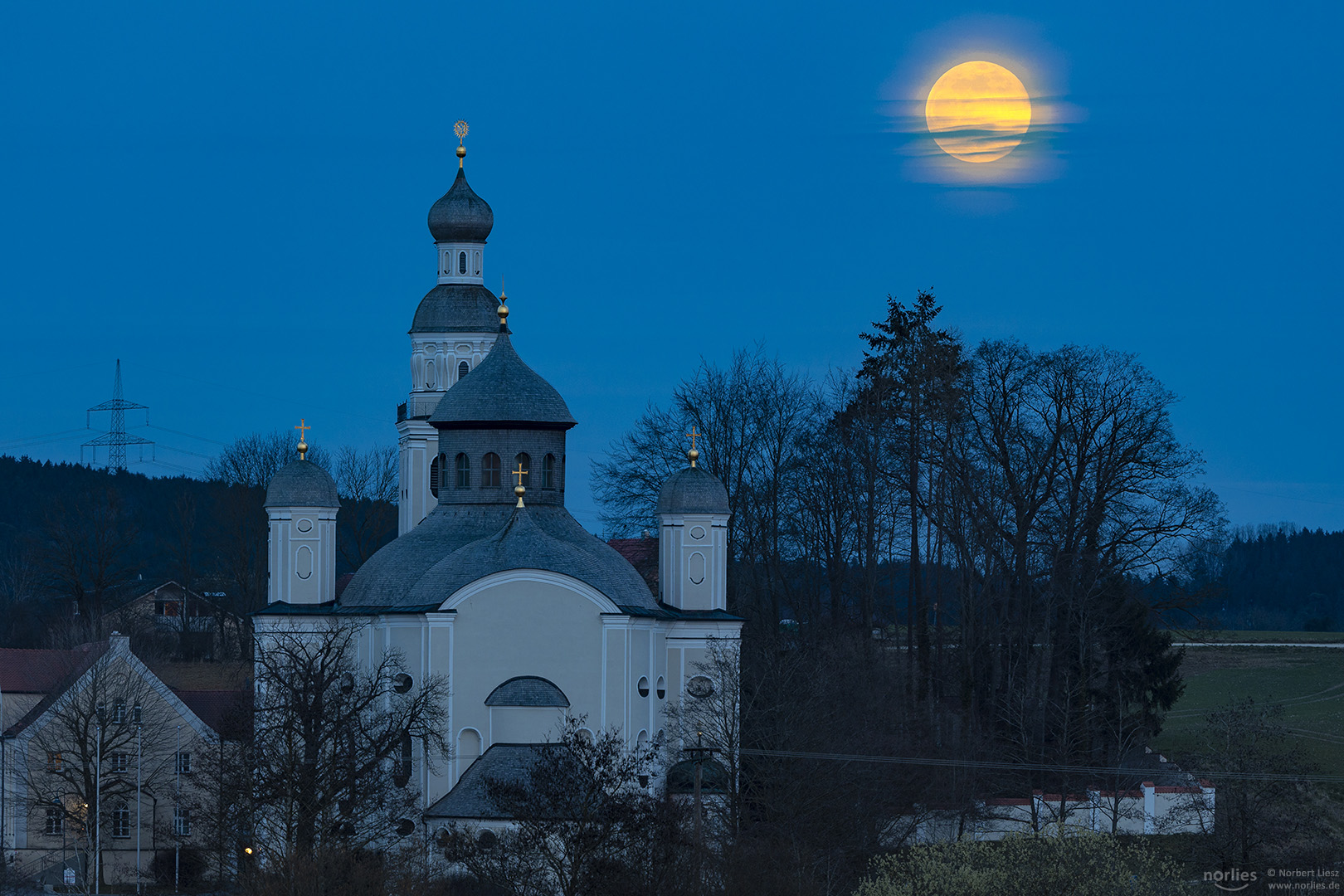 Blue hour with moon