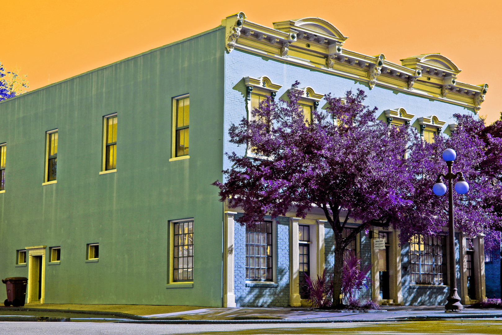 Blue house with orange sky, Georgetown, S.C