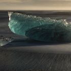 blue ice on the beach