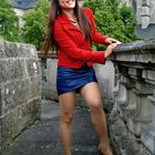 Blue Leather Skirt and Red Jacket 05