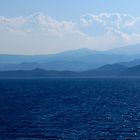 Blue Sea, blue mountains, blue sky