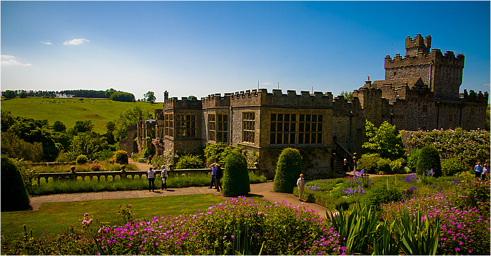 Blue skies over Haddon Hall