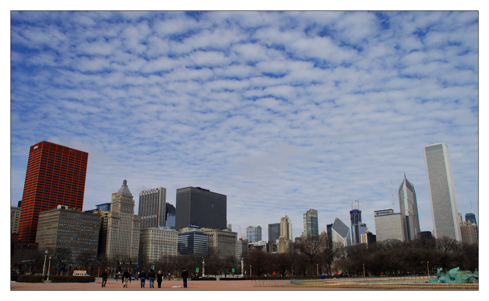 blue sky with white flakes