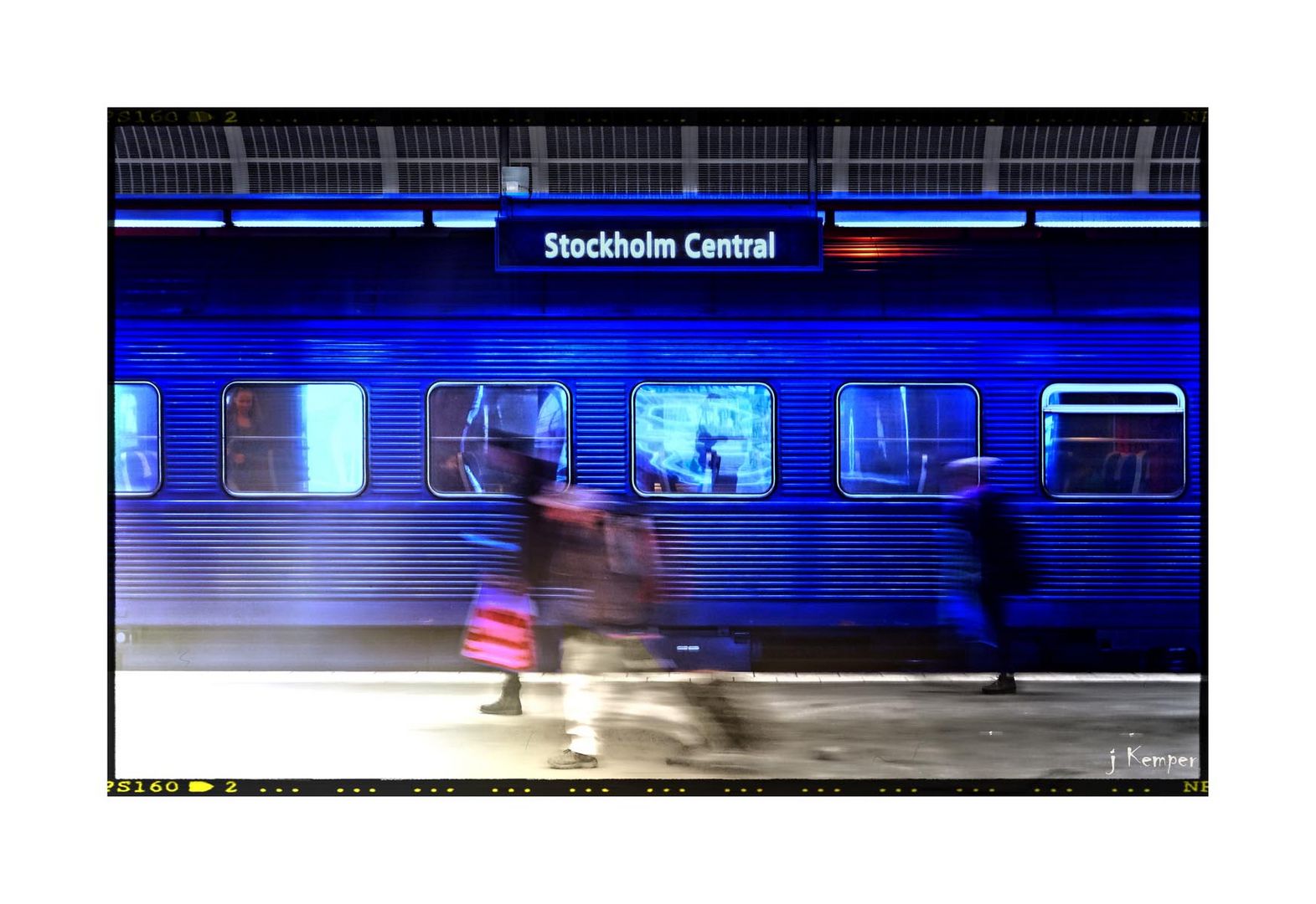 Blue train at Stockholm Central