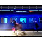 Blue train at Stockholm Central