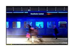 Blue train at Stockholm Central