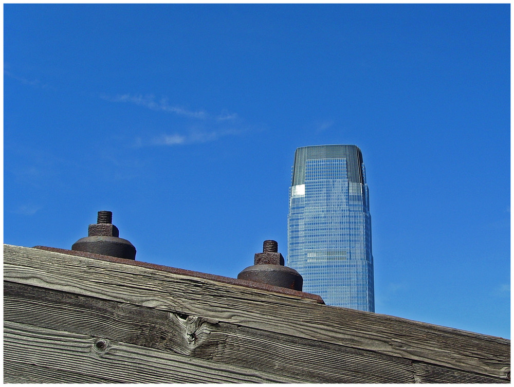 blue wood tower