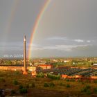 "Blühende Landschaften" Der lange Heinrich in Magdeburg mit doppeltem Regenbogen