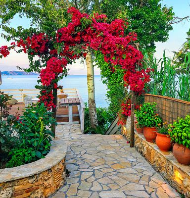 Blütenbogen zum Meer