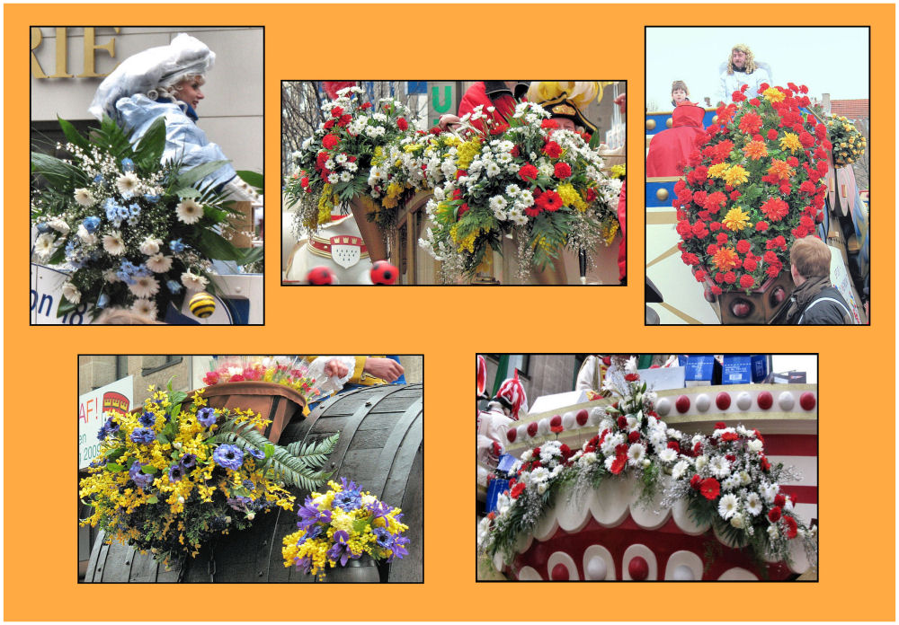 Blumen im Kölner Rosenmontagszug 2009