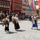 Blumen und fröhliches Lachen und ein Vierspänner