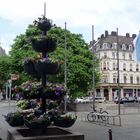 Blumenarrangement vorm Rathaus in Saarbrücken