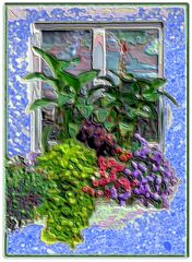 Blumenfenster in Emaille