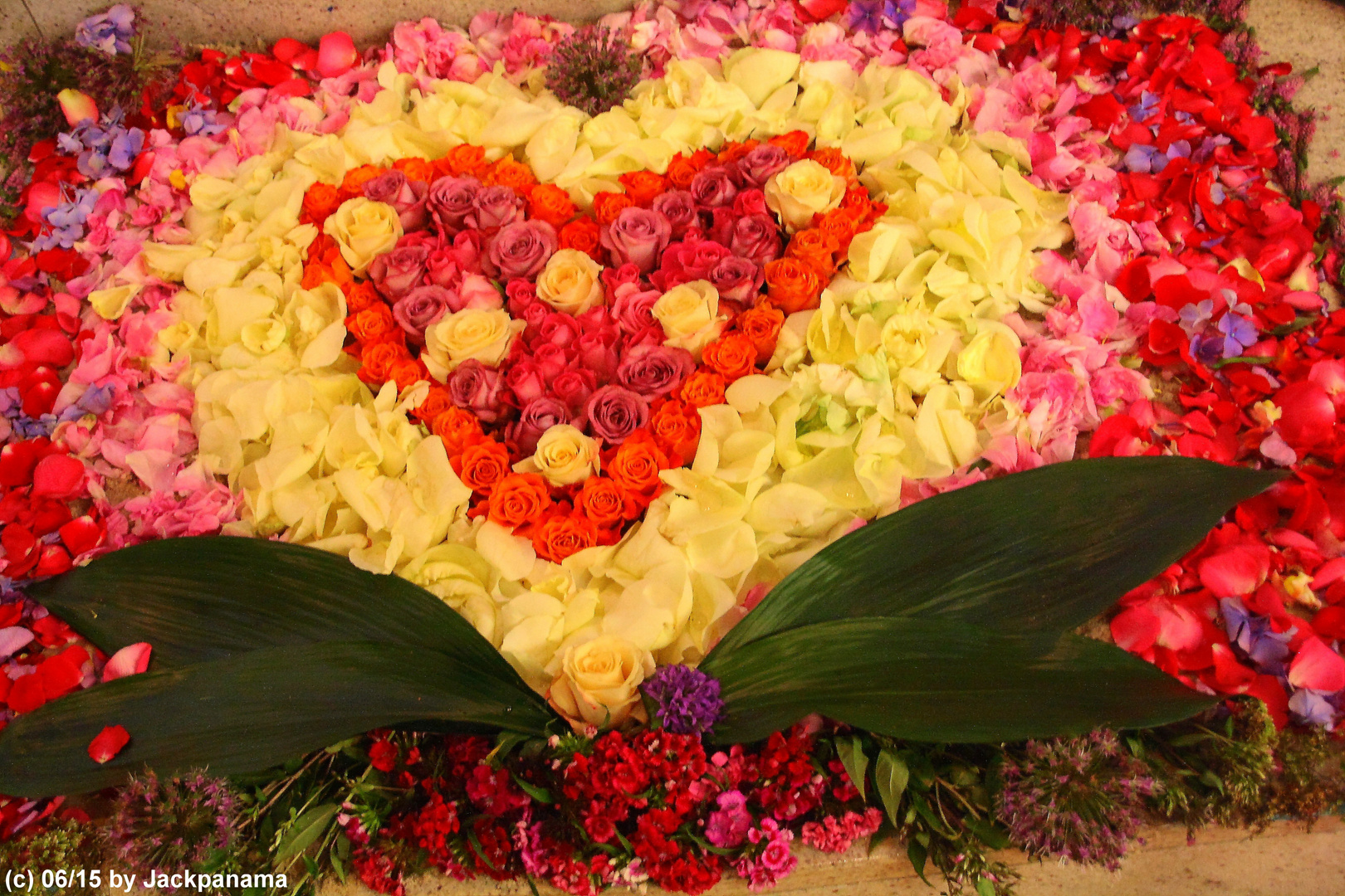 Blumenschmuck vor dem Altar / Fronleichnam 2 0 1 5