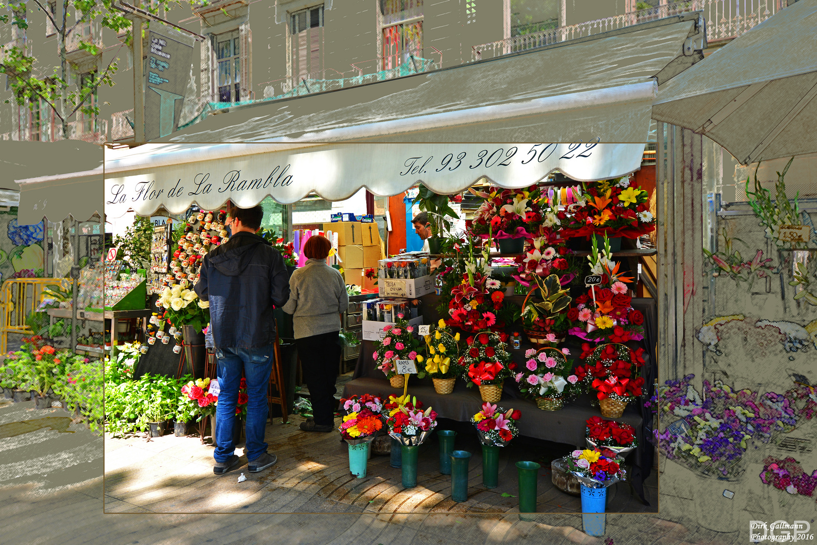 Blumenverkäufer auf dem "La Rambla" / Barcelona