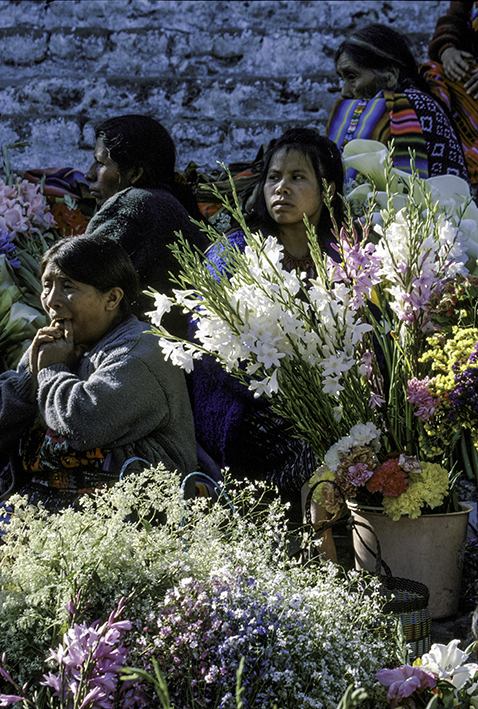 Blumenverkäuferin in Solola, Guatemala