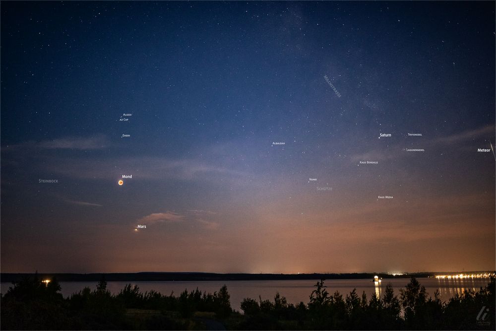 Blutmond mit Mars, Saturn & Sternschnuppe :)