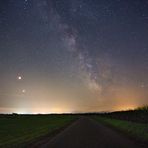 Blutmond und Mars unter der Milchstraße