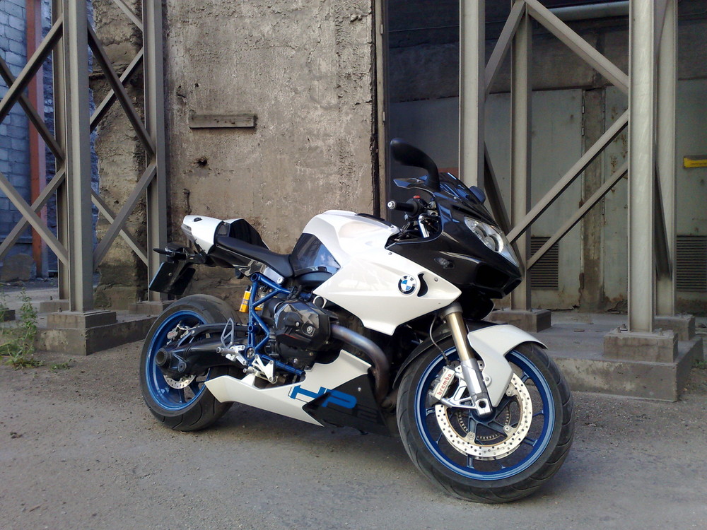 BMW HP2 Sport Motorcycle at old factory