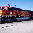 BNSF #4307 with US Banner in Remember of 9-11, Cajon Pass, CA