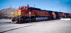 BNSF #4307 with US Banner in Remember of 9-11, Cajon Pass, CA